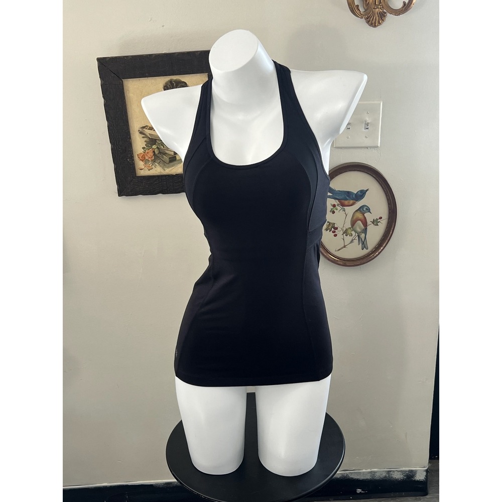Athleta Womens Black Racerback Tank Top with Built-in Shelf Bra Size XS 158R
